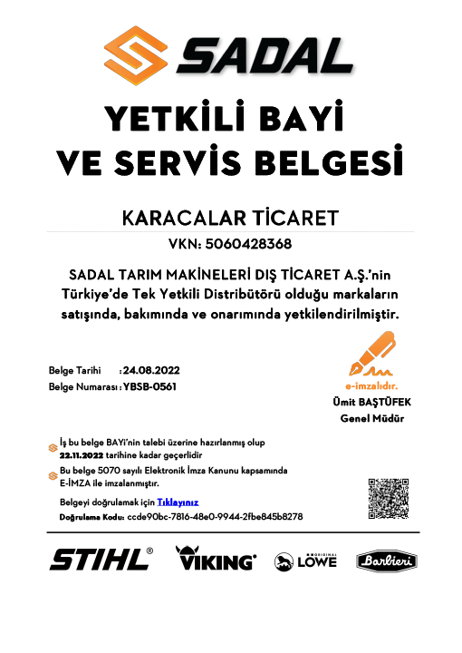 STIHL Yetkili Bayi ve Servis Belgesi